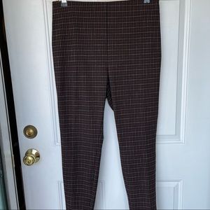 LOFT Maroon Plaid Skinny Pants